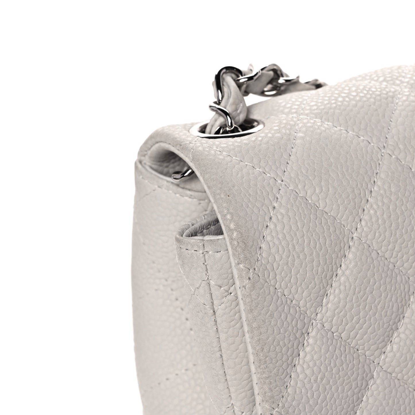 Caviar Quilted Mini Square Flap White