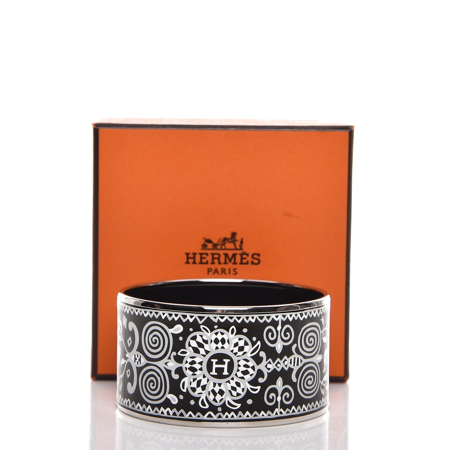 Hermes Enamel Printed Horses Extra Wide Bracelet 62 5 of 6