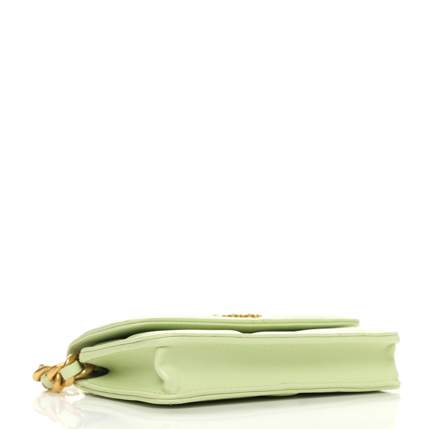 Chanel Lambskin Quilted Chanel 19 Clutch With Chain Light Green 4 of 13