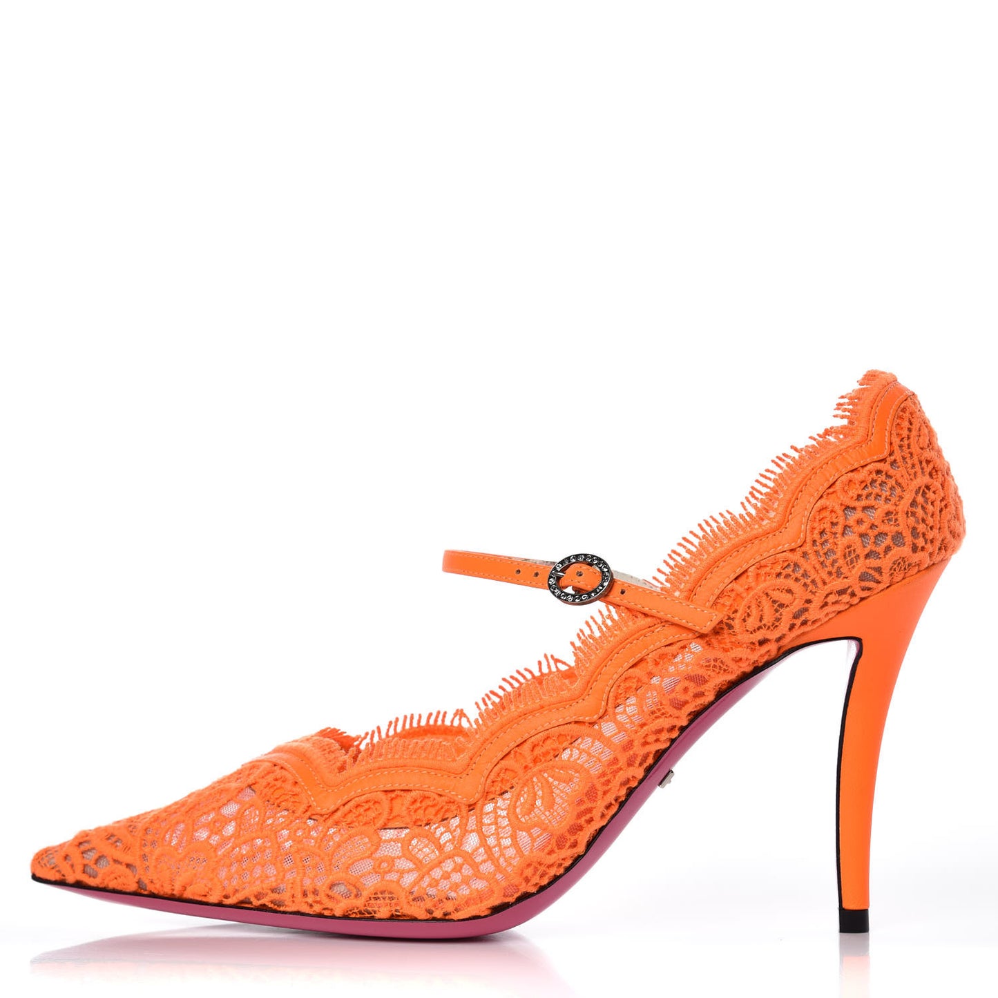 Lace Pizzo Venice Pumps 38.5 Orange Fluo