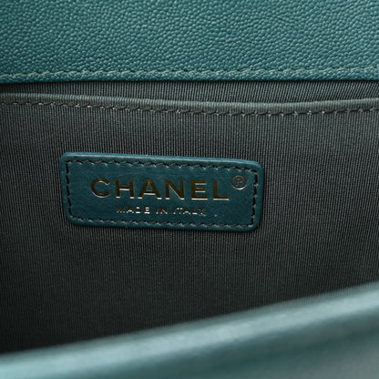 Chanel Caviar Quilted Medium Boy Flap Dark Green 6 of 12