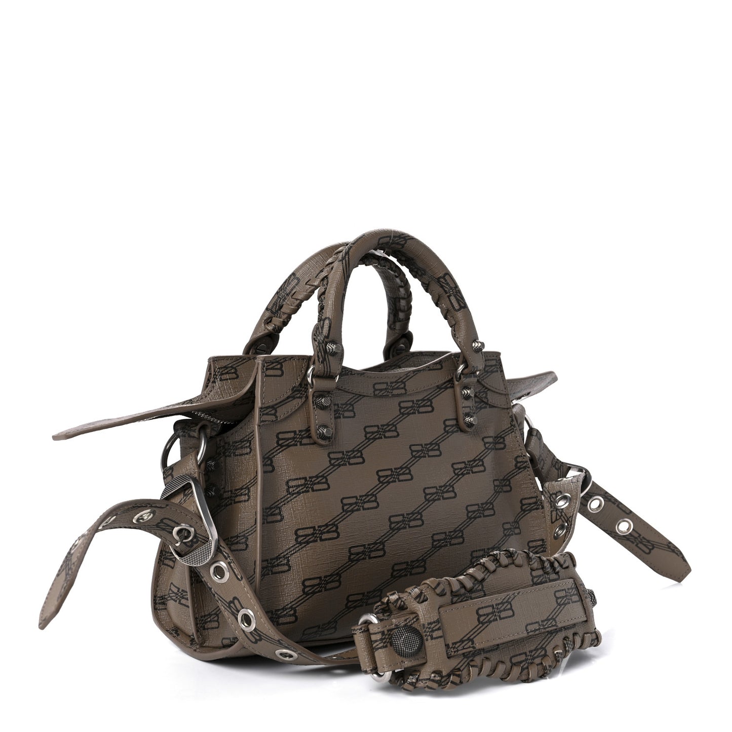 Coated Canvas BB Monogram Neo Cagole Handbag XS Beige Brown