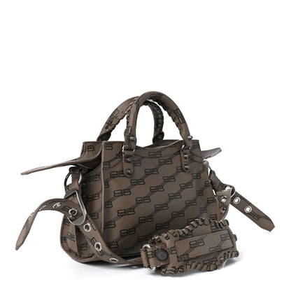 Balenciaga Coated Canvas BB Monogram Neo Cagole Handbag XS Beige Brown 3 of 9