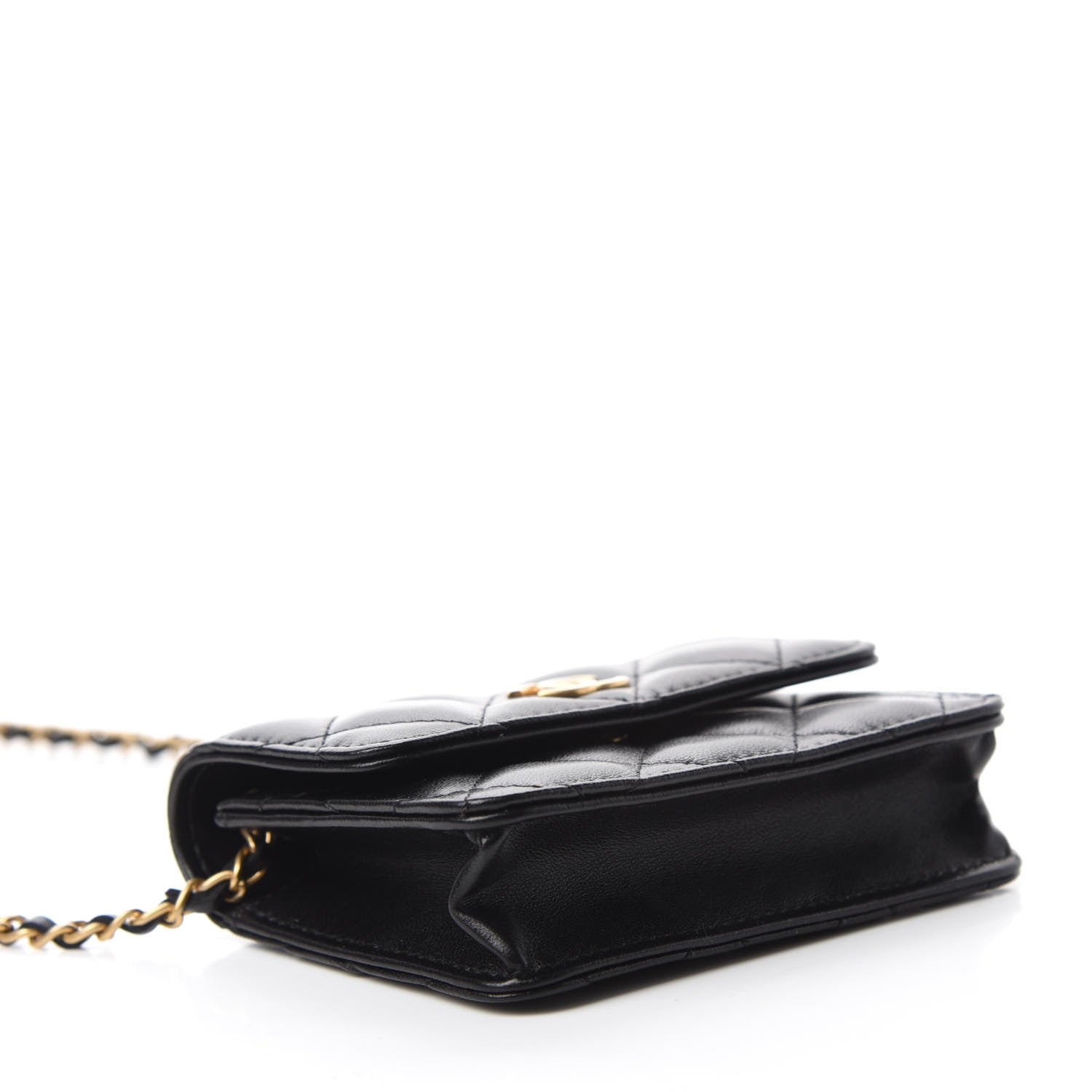 Chanel Lambskin Quilted Romance Clutch With Chain Black 4 of 12