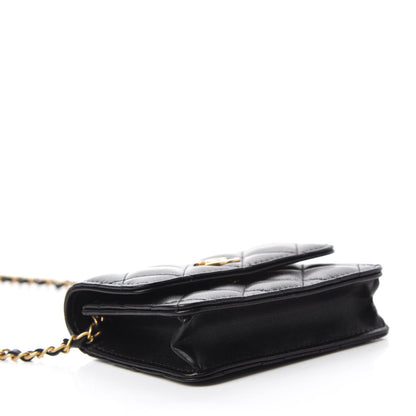 Chanel Lambskin Quilted Romance Clutch With Chain Black 4 of 12