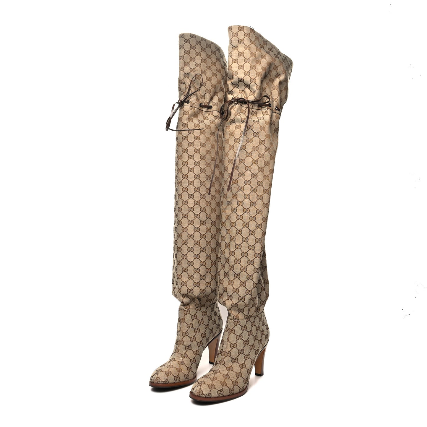 Monogram Over the Knee Boots 40 Beige Ebony