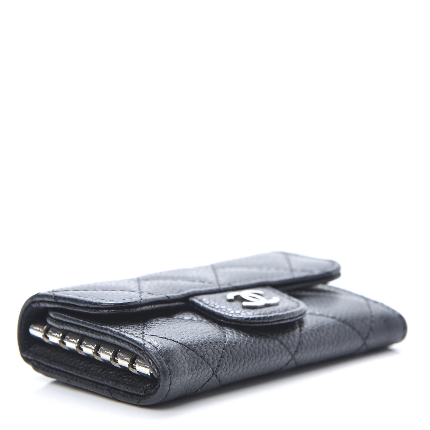 Caviar Quilted 6 Key Holder Black