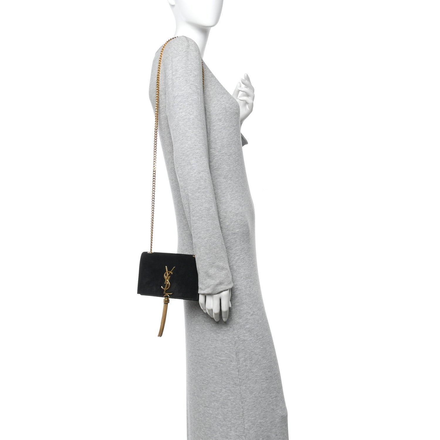 Saint Laurent Suede Small Classic Monogram Kate Tassel Satchel Black 2 of 12