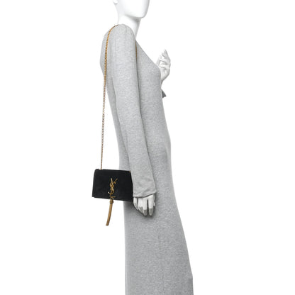 Saint Laurent Suede Small Classic Monogram Kate Tassel Satchel Black 2 of 12