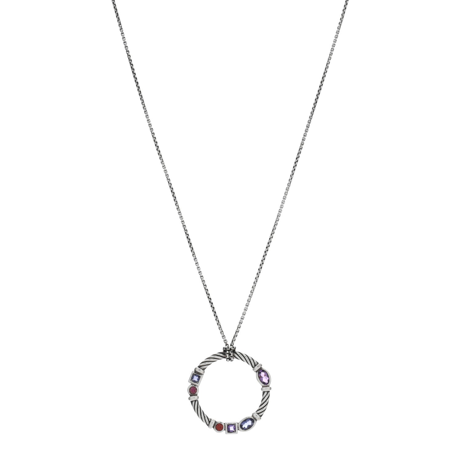 David Yurman Sterling Silver Multi Gemstone Confetti Pendant Necklace 1 of 4