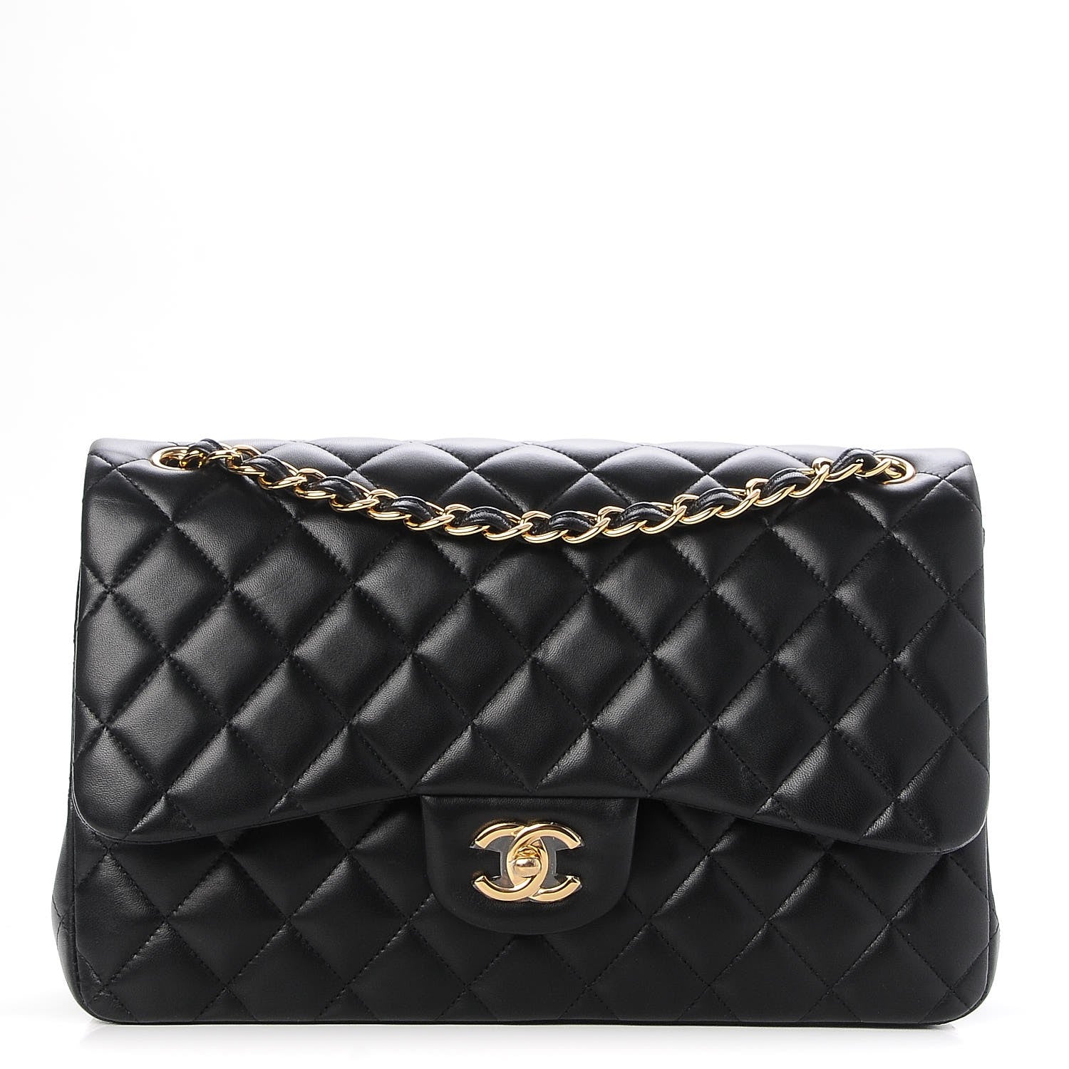 Chanel Lambskin Quilted Jumbo Double Flap Black 1 of 8