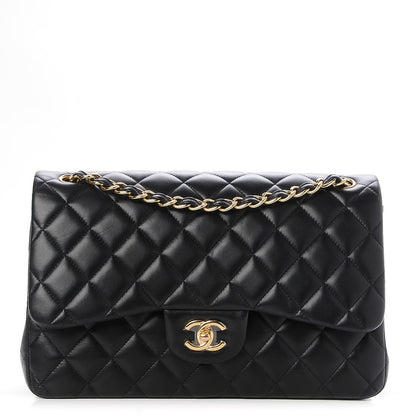 Chanel Lambskin Quilted Jumbo Double Flap Black 1 of 8