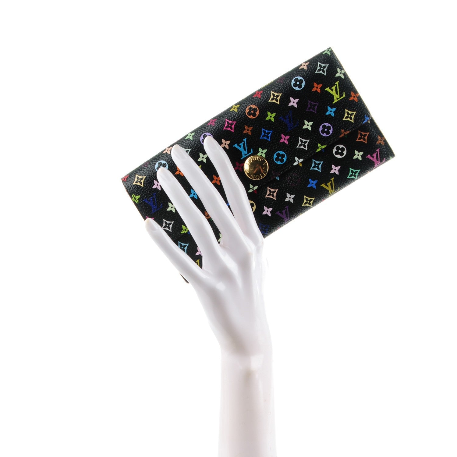 Louis Vuitton Monogram Multicolor Sarah Wallet Black Violet 2 of 7