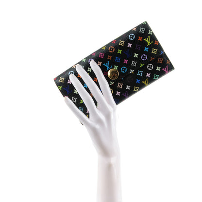 Louis Vuitton Monogram Multicolor Sarah Wallet Black Violet 2 of 7