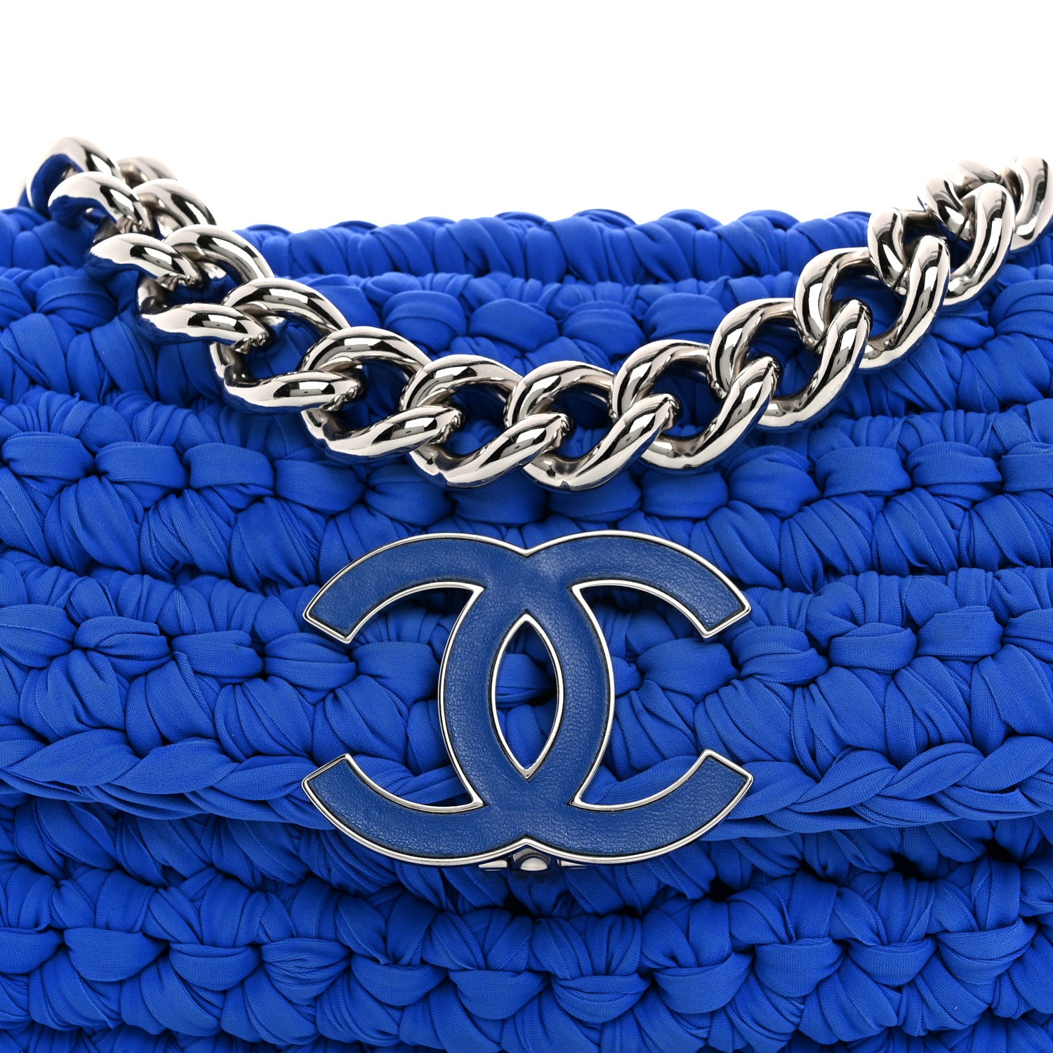 Chanel Woven Fabric Single Flap Blue 8 of 10