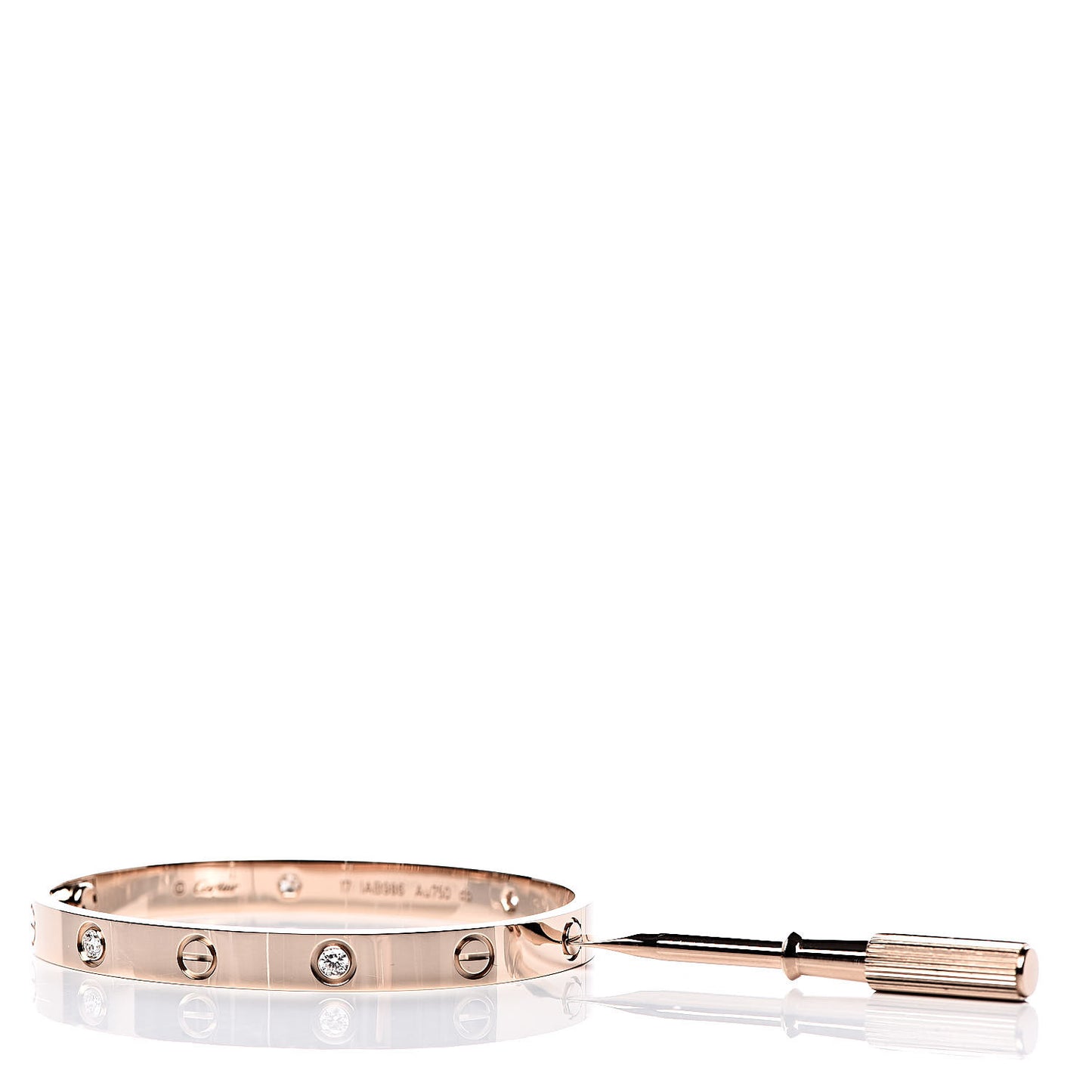 18K Pink Gold 4 Diamond LOVE Bracelet 17