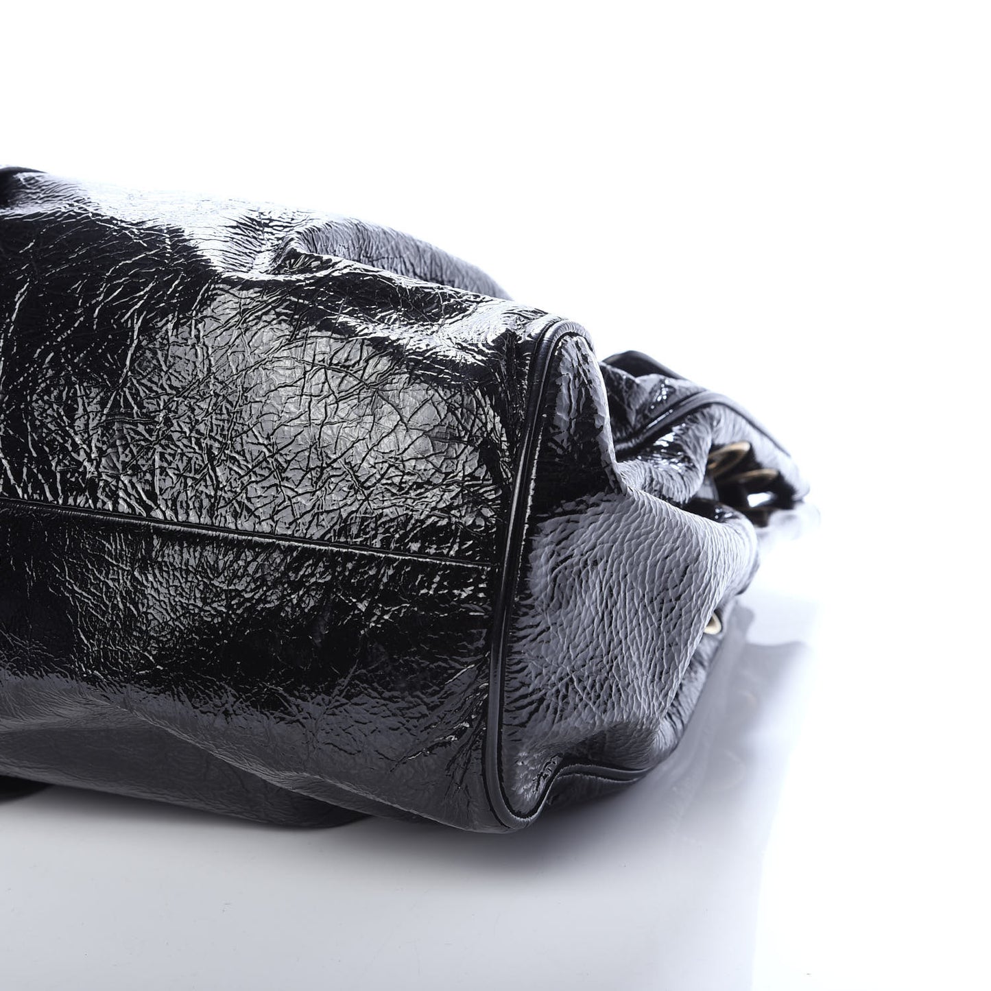 Crushed Patent Riki Bag Black