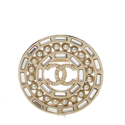 Chanel Crystal Pearl CC Ring 6.25 Gold 1 of 5