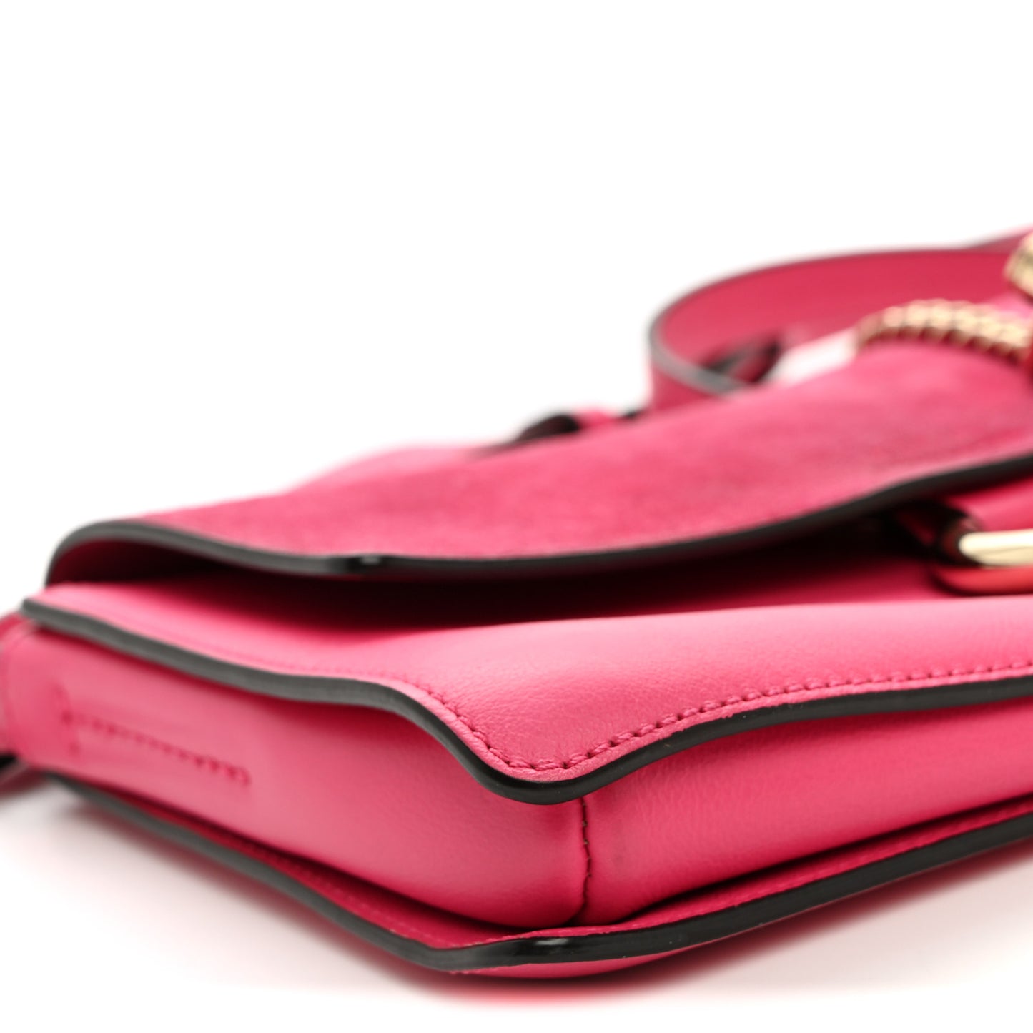 Suede Calfskin Small Faye Shoulder Bag Fuchsia Rose
