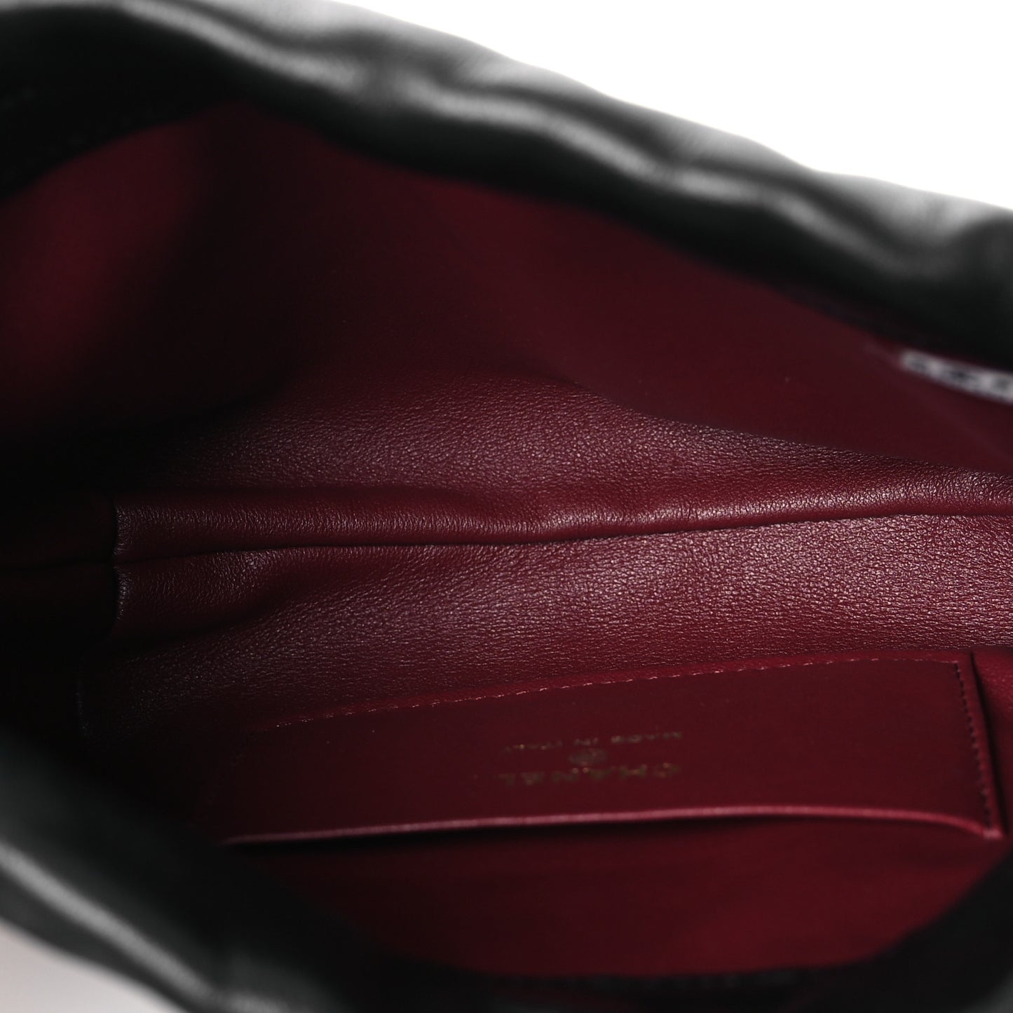Lambskin Quilted Drawstring Clutch With Strap Black