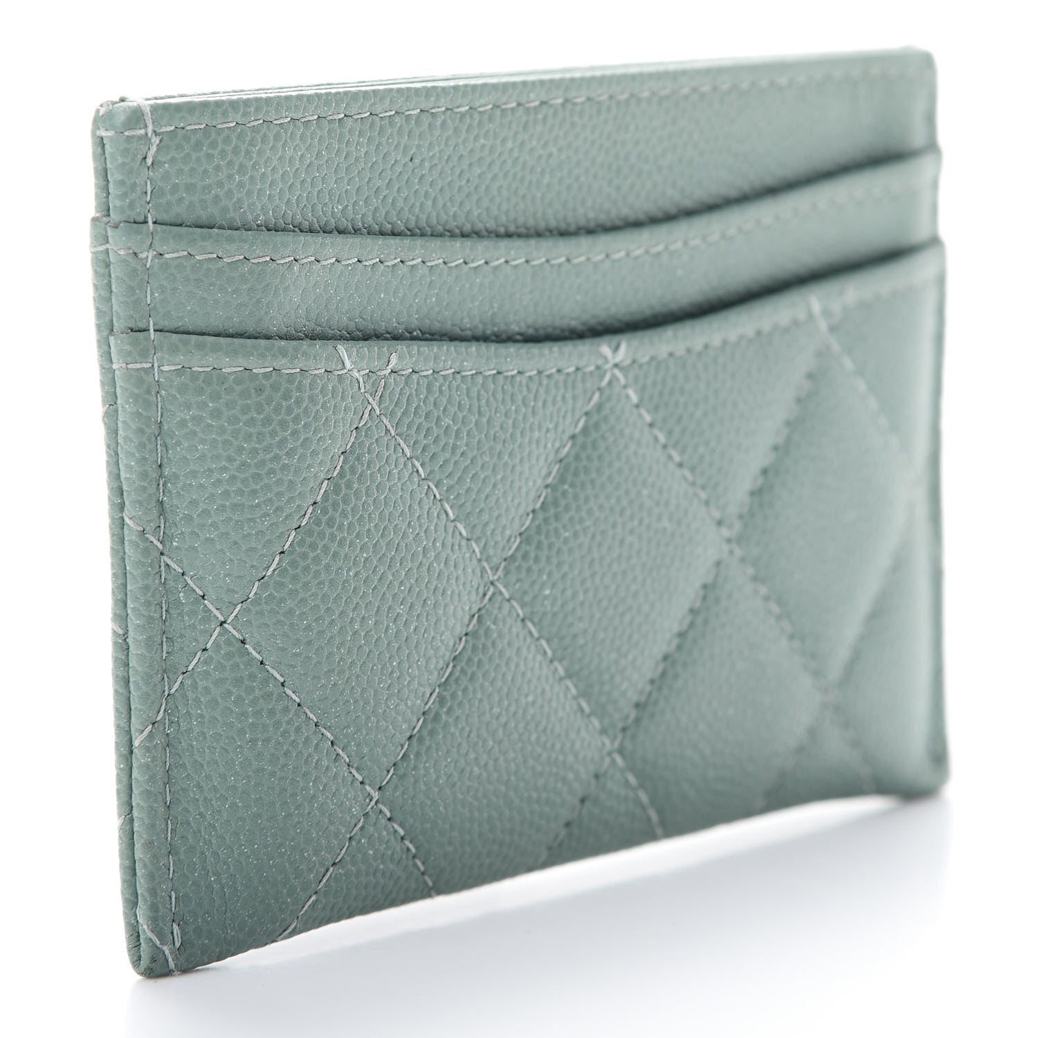 Chanel Iridescent Caviar Quilted Card Holder Light Blue 3 of 10