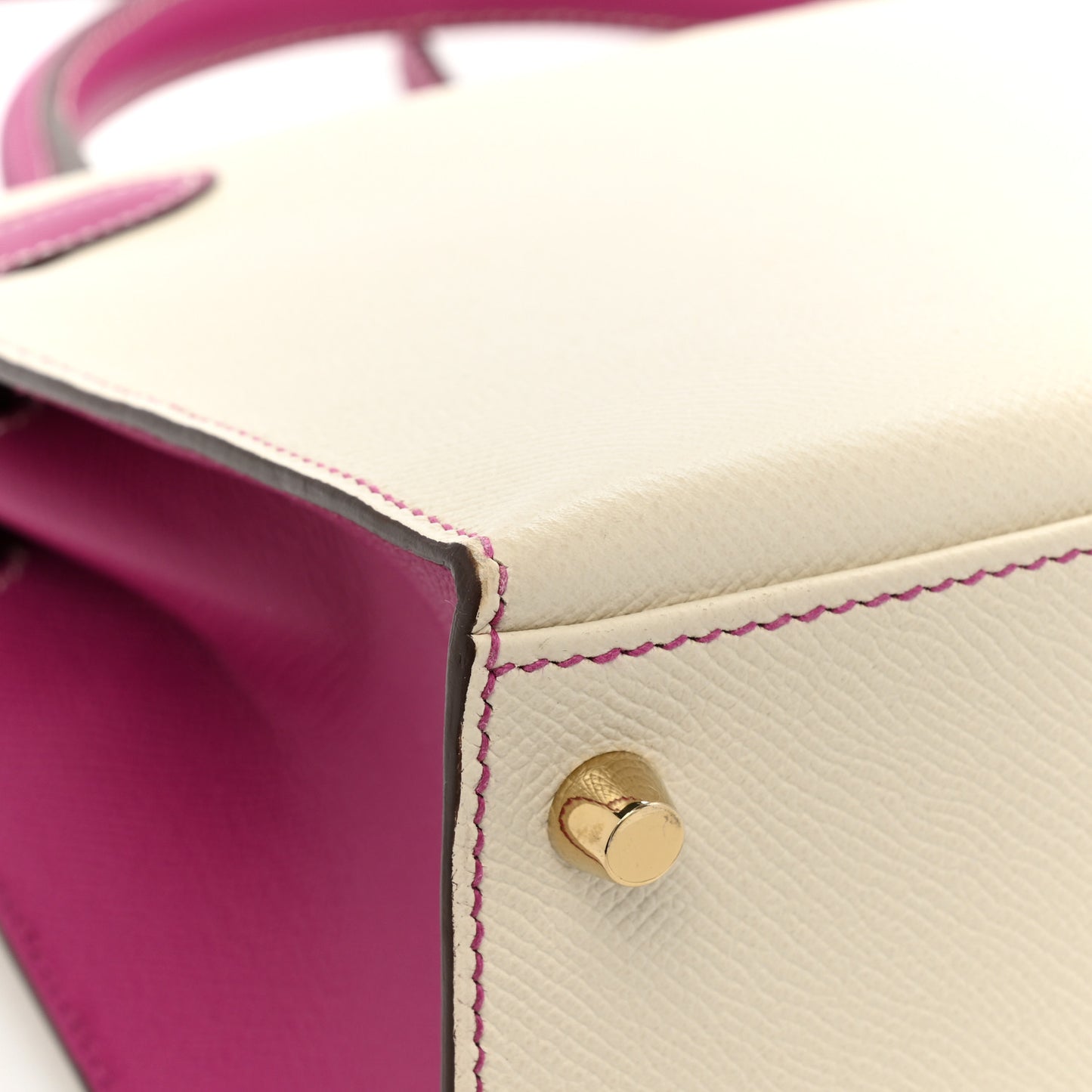 Epsom Bi-Color Horseshoe Kelly Sellier 28 Craie Rose Pourpre