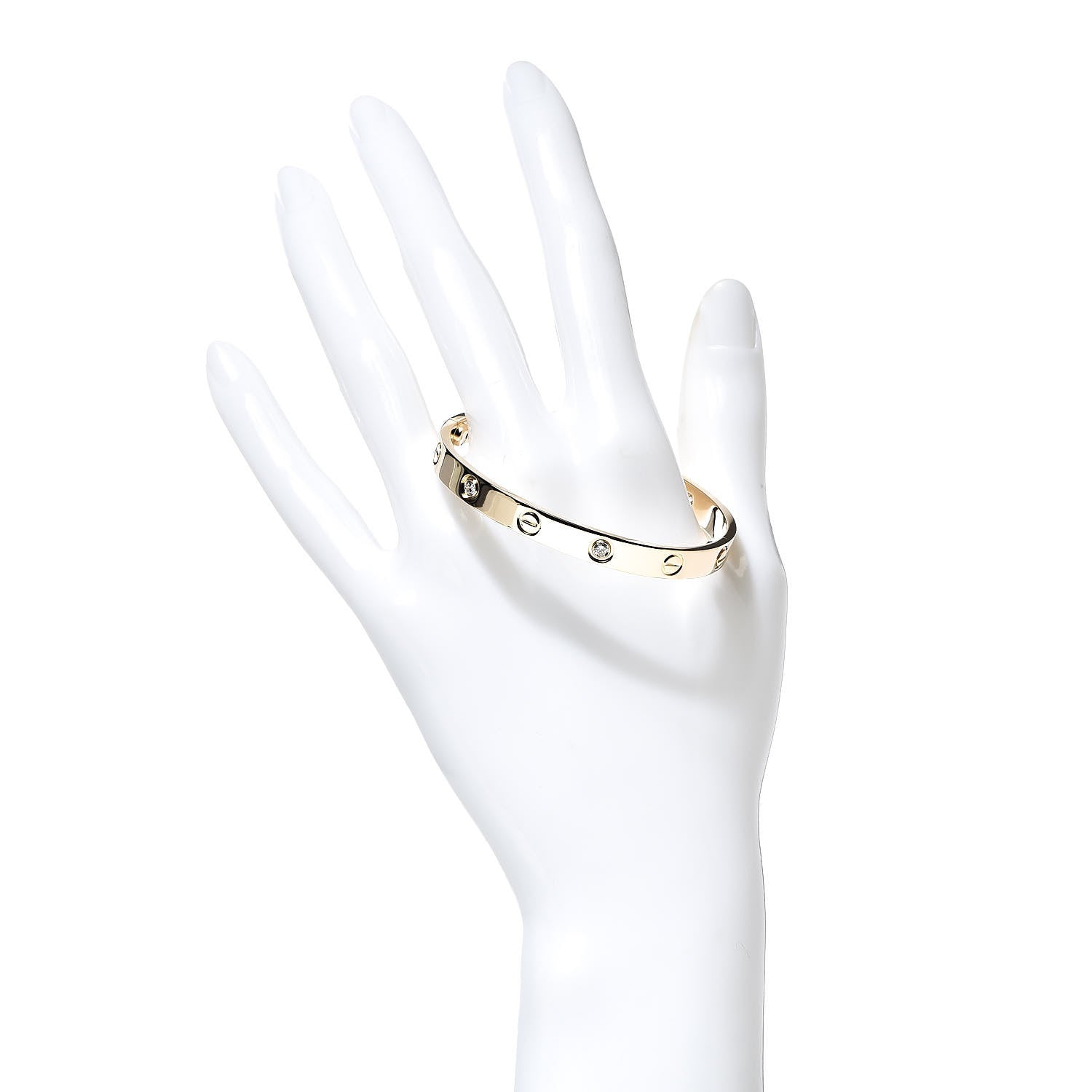 Cartier 18K Yellow Gold 4 Diamond LOVE Bracelet 16 2 of 7