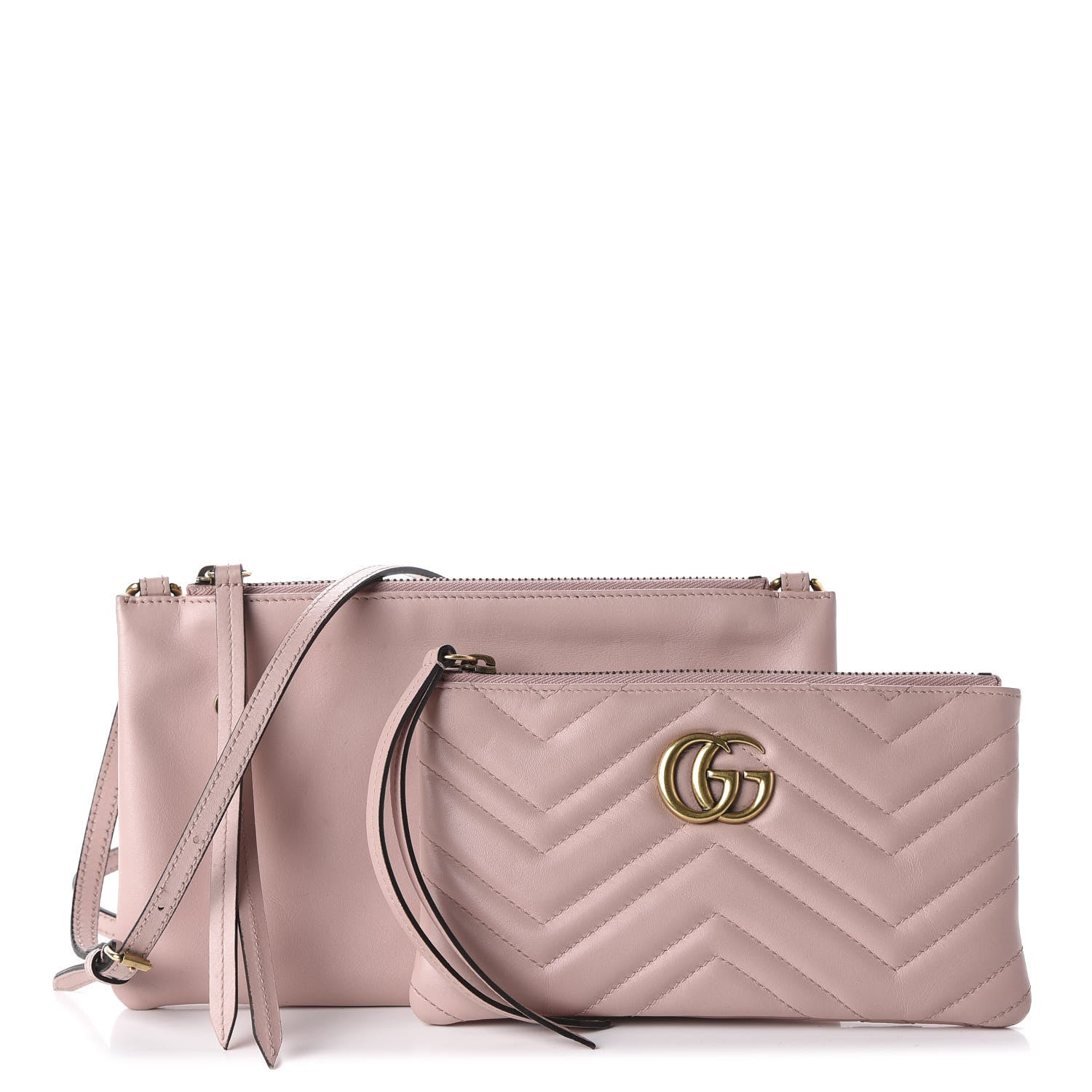 Gucci Calfskin Matelasse Small GG Marmont Double Zip Shoulder Bag Perfect Pink 12 of 12