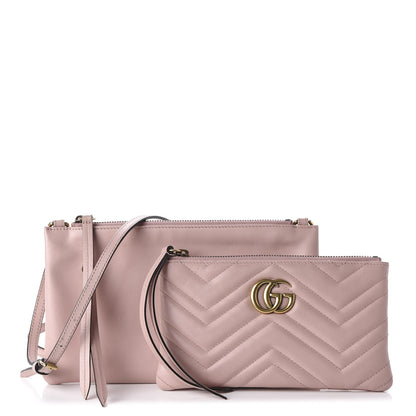 Gucci Calfskin Matelasse Small GG Marmont Double Zip Shoulder Bag Perfect Pink 12 of 12