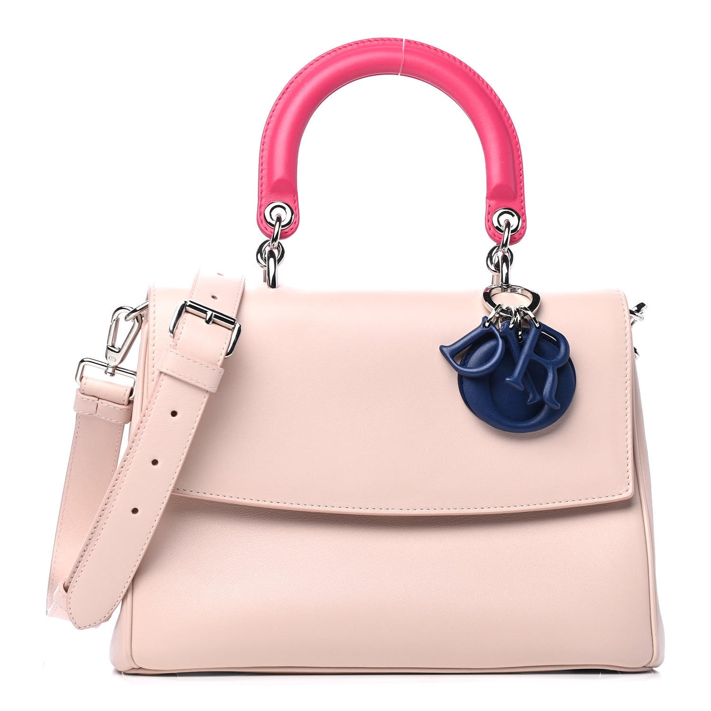 Smooth Calfskin Medium Be Dior Flap Pink Blue