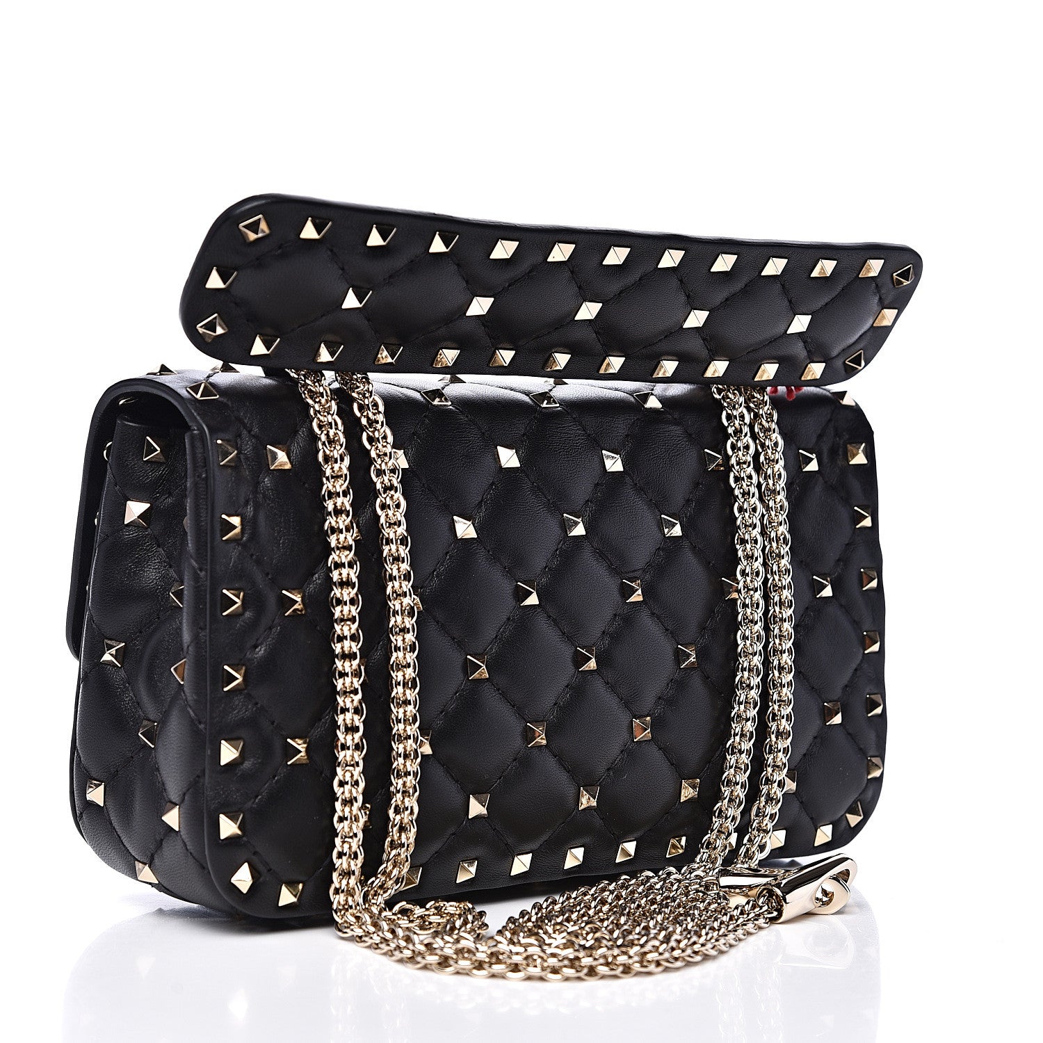 Valentino Garavani Lambskin Small Rockstud Spike Shoulder Bag Black 2 of 7