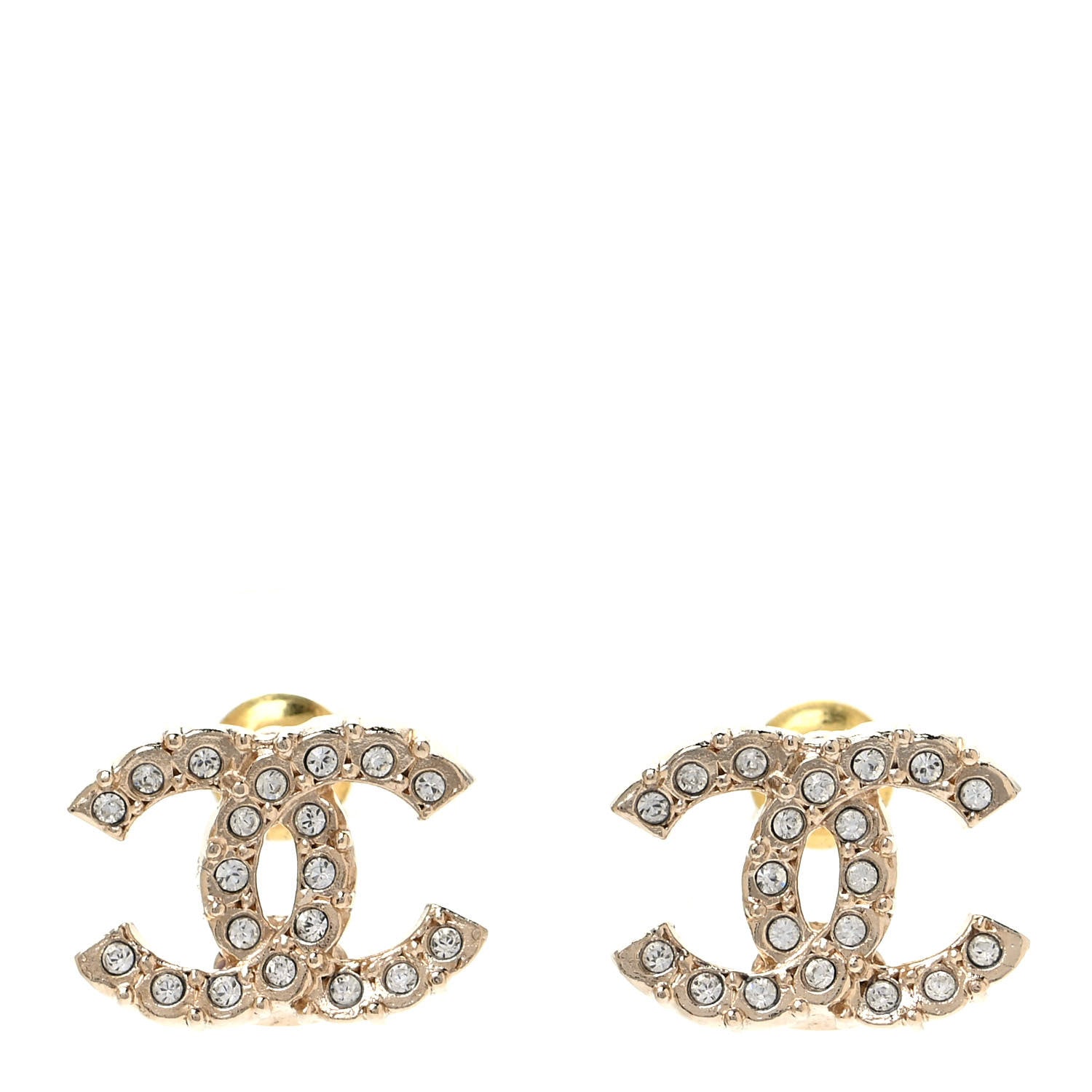 Chanel Crystal CC Earrings Gold 1 of 4