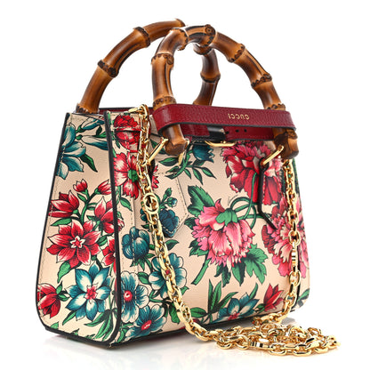 Gucci New Shangai Calfskin Floral Print Mini Diana Tote Bag Multicolor 3 of 10