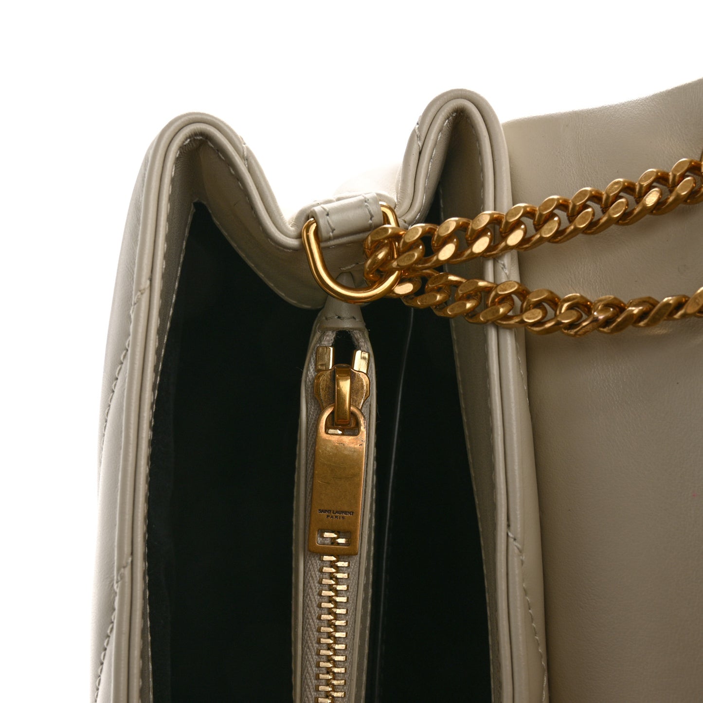 Calfskin Y Quilted Monogram Small Loulou Chain Satchel Crema Soft