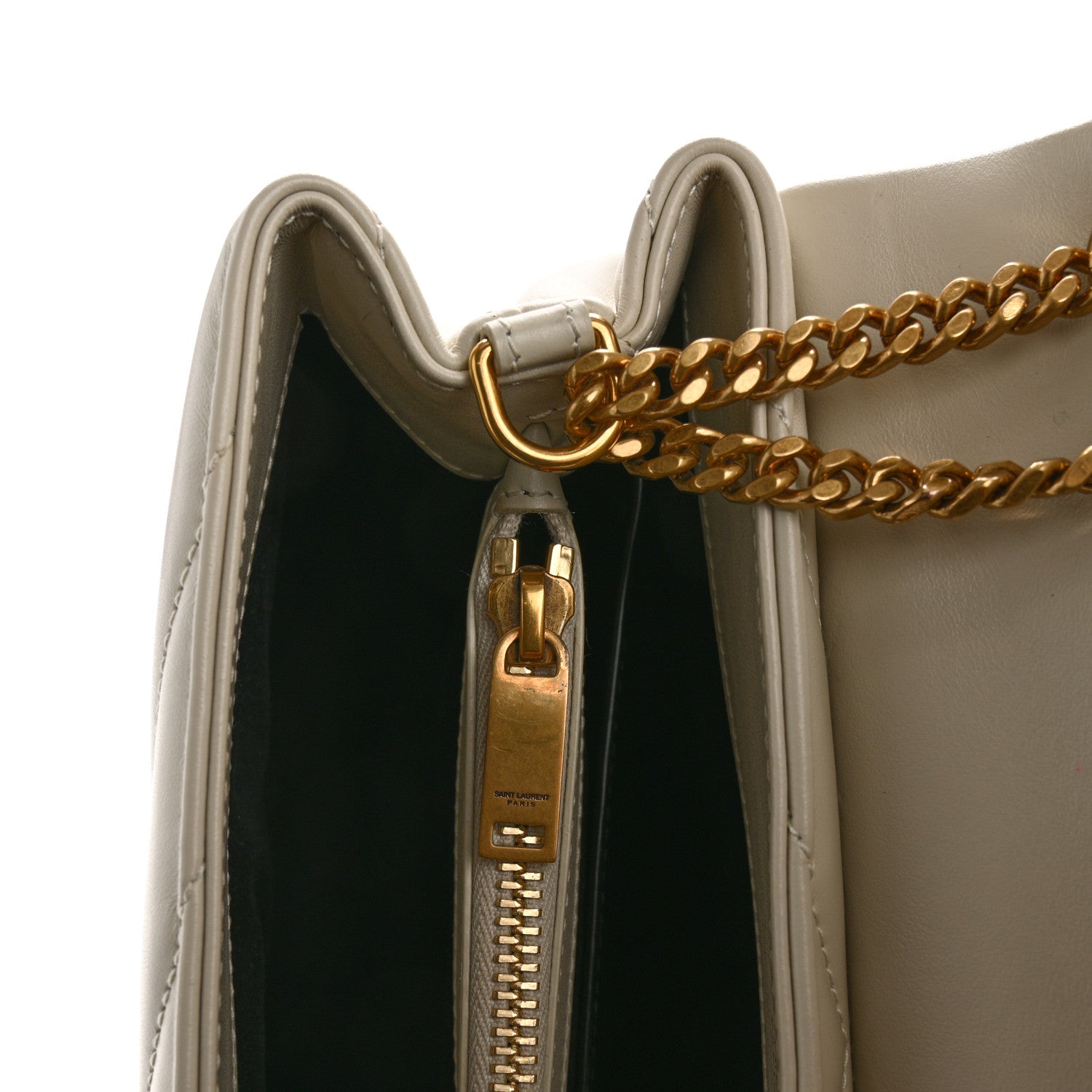 Saint Laurent Calfskin Y Quilted Monogram Small Loulou Chain Satchel Crema Soft 12 of 14