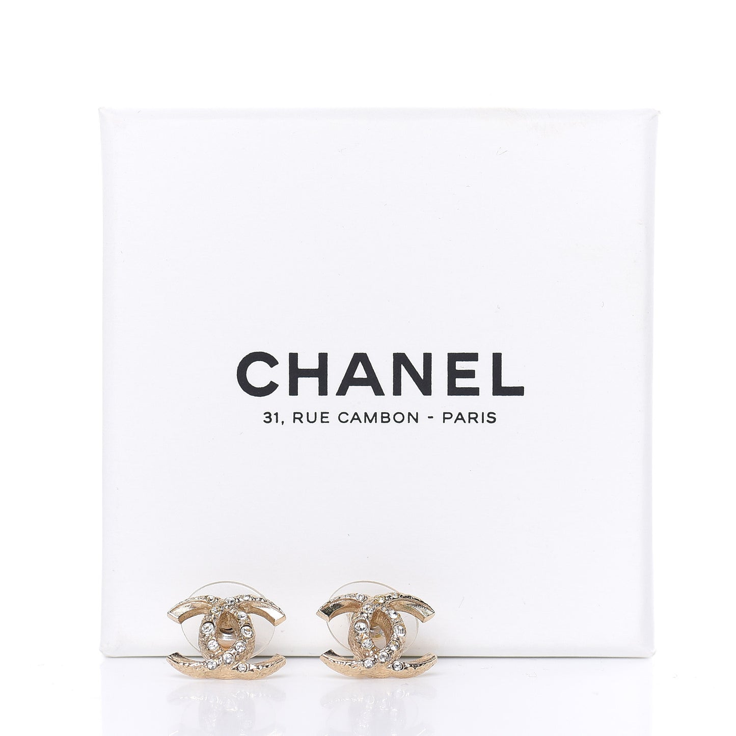 Crystal Textured CC Earrings Gold