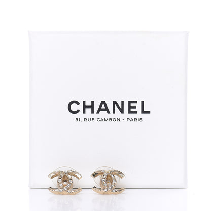 Chanel Crystal Textured CC Earrings Gold 5 of 5