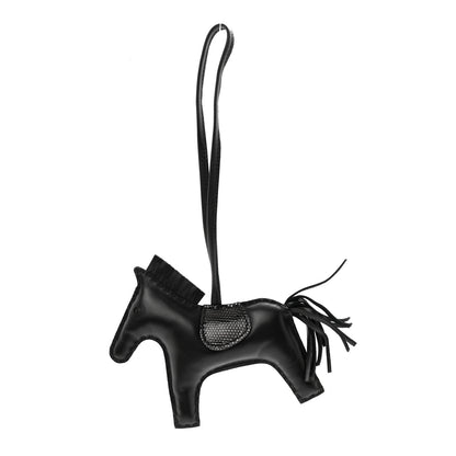Hermes Milo Lambskin Lizard Touch Grigri Rodeo Horse Bag Charm MM So Black 1 of 4