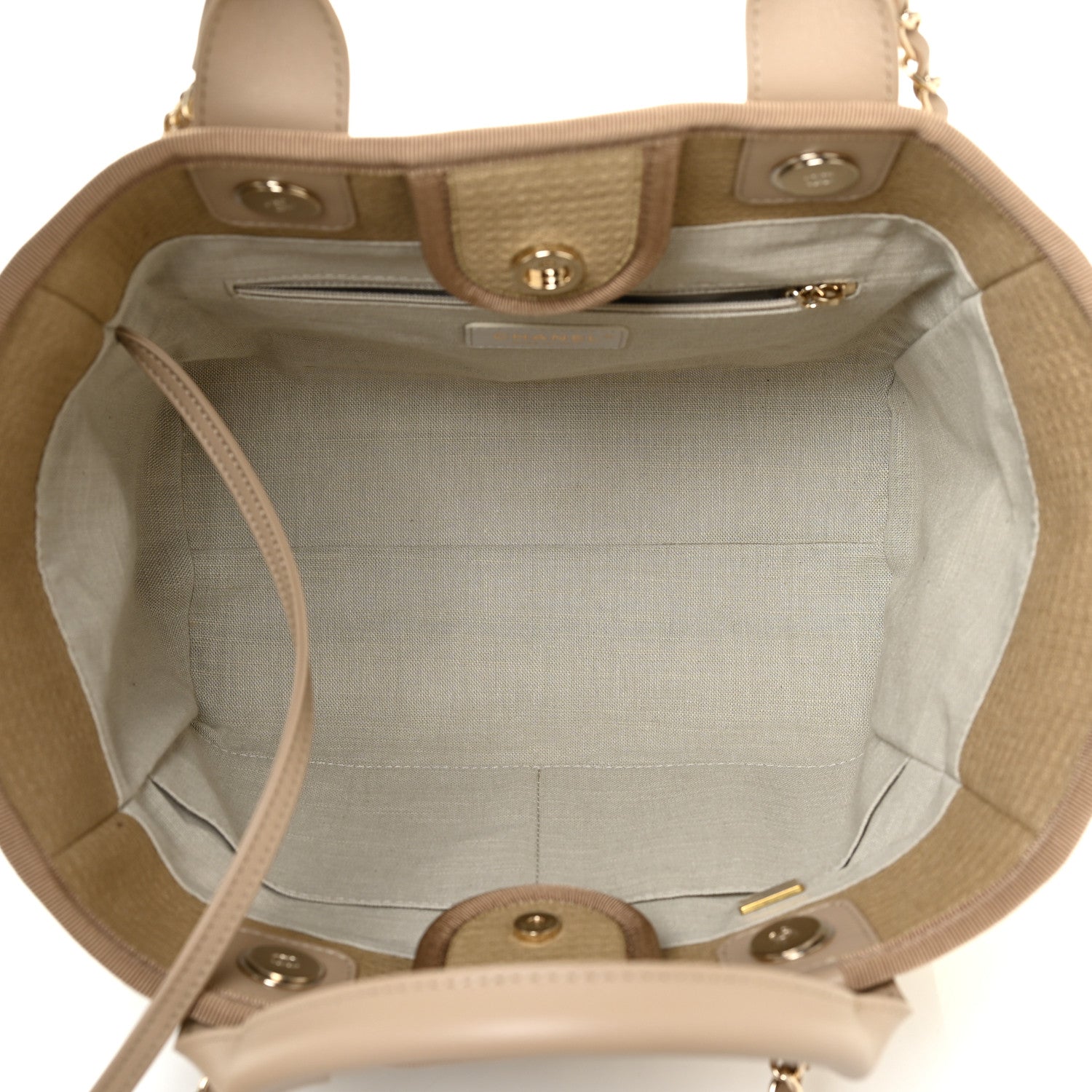 Chanel Mixed Fibers Small Deauville Tote Beige 6 of 12
