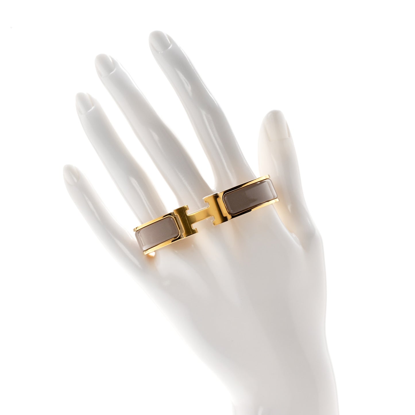 Enamel Narrow Clic Clac H Bracelet PM Marron Glace
