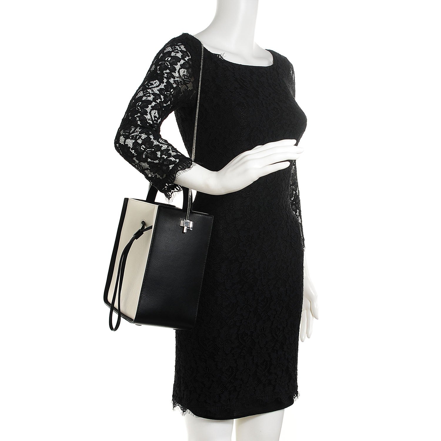 3.1 Phillip Lim 3.1 Smooth Calfskin Bi-Color Small Soleil Bucket Bag Off White Black 2 of 10