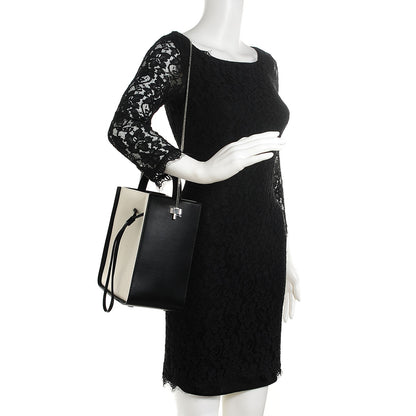 3.1 Phillip Lim 3.1 Smooth Calfskin Bi-Color Small Soleil Bucket Bag Off White Black 2 of 10