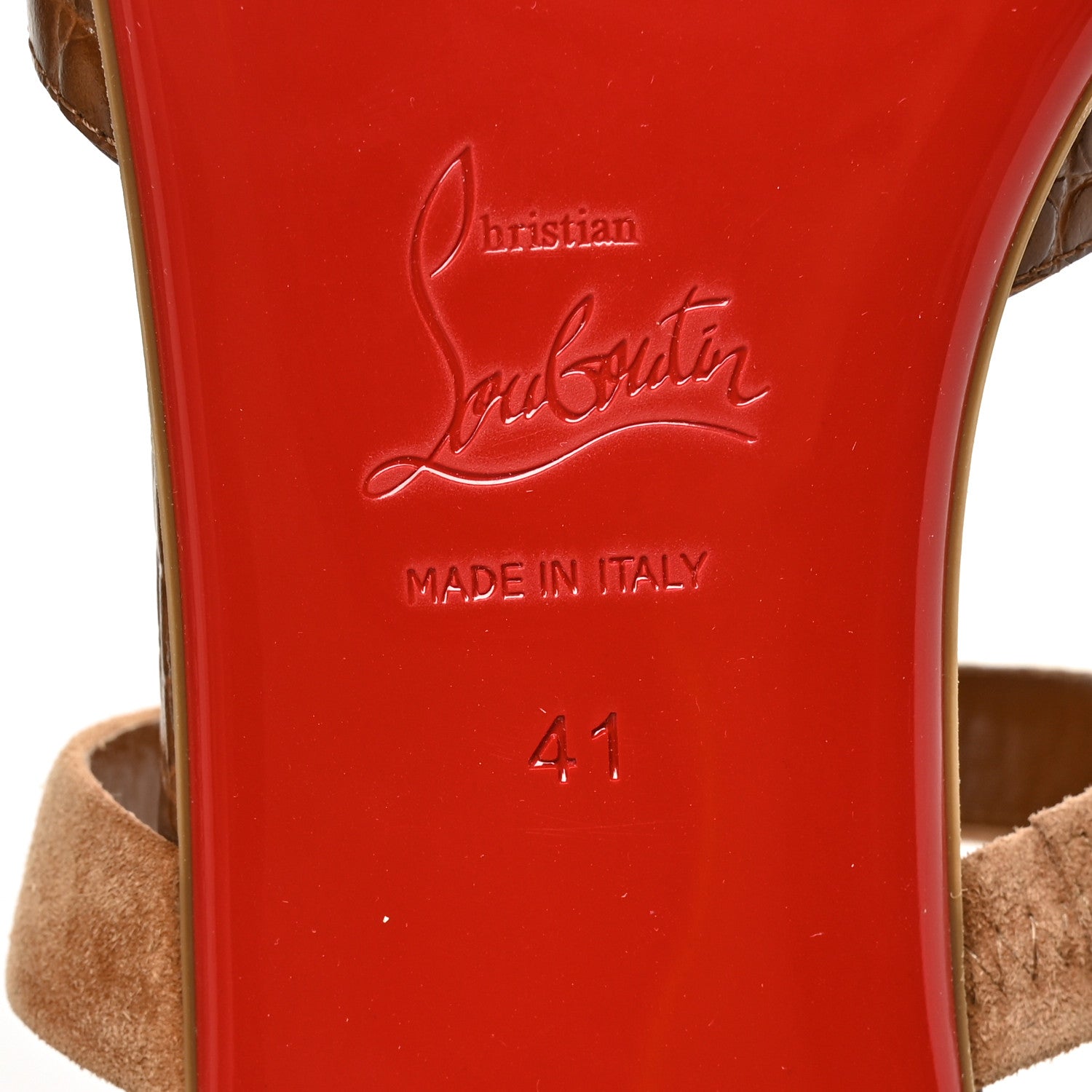Christian Louboutin Calfskin Crocodile Embossed Choc Lock Flats 41 Biscotto 7 of 7