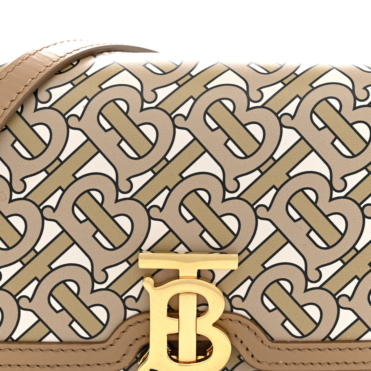 Calfskin Monogram Mini TB Bag Beige