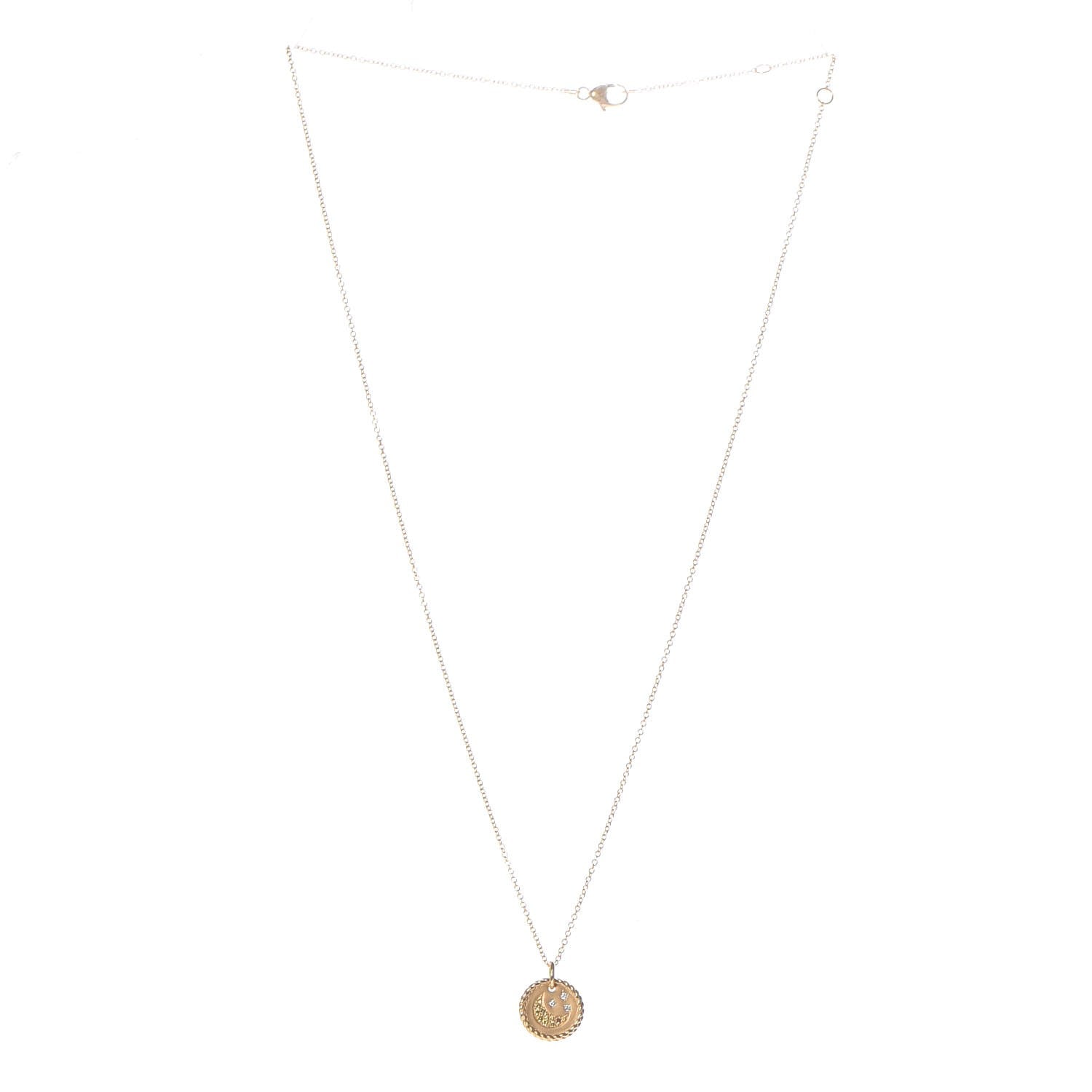 David Yurman 18K Yellow Gold Diamond Sapphire Moon and Stars Pendant Necklace 3 of 6