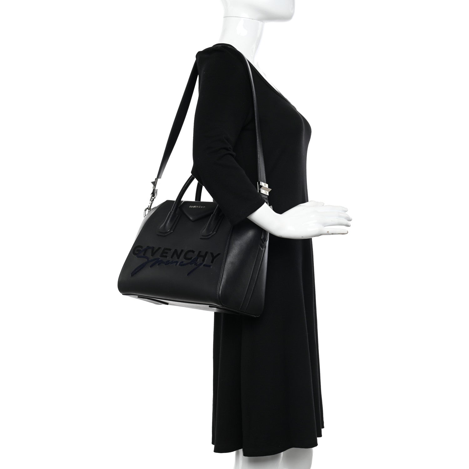 Givenchy Calfskin Signature Logo Small Antigona Black 2 of 16