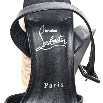 Christian Louboutin Calfskin Mariza Espadrille 130 Sandals 36 Black Naturel 7 of 7