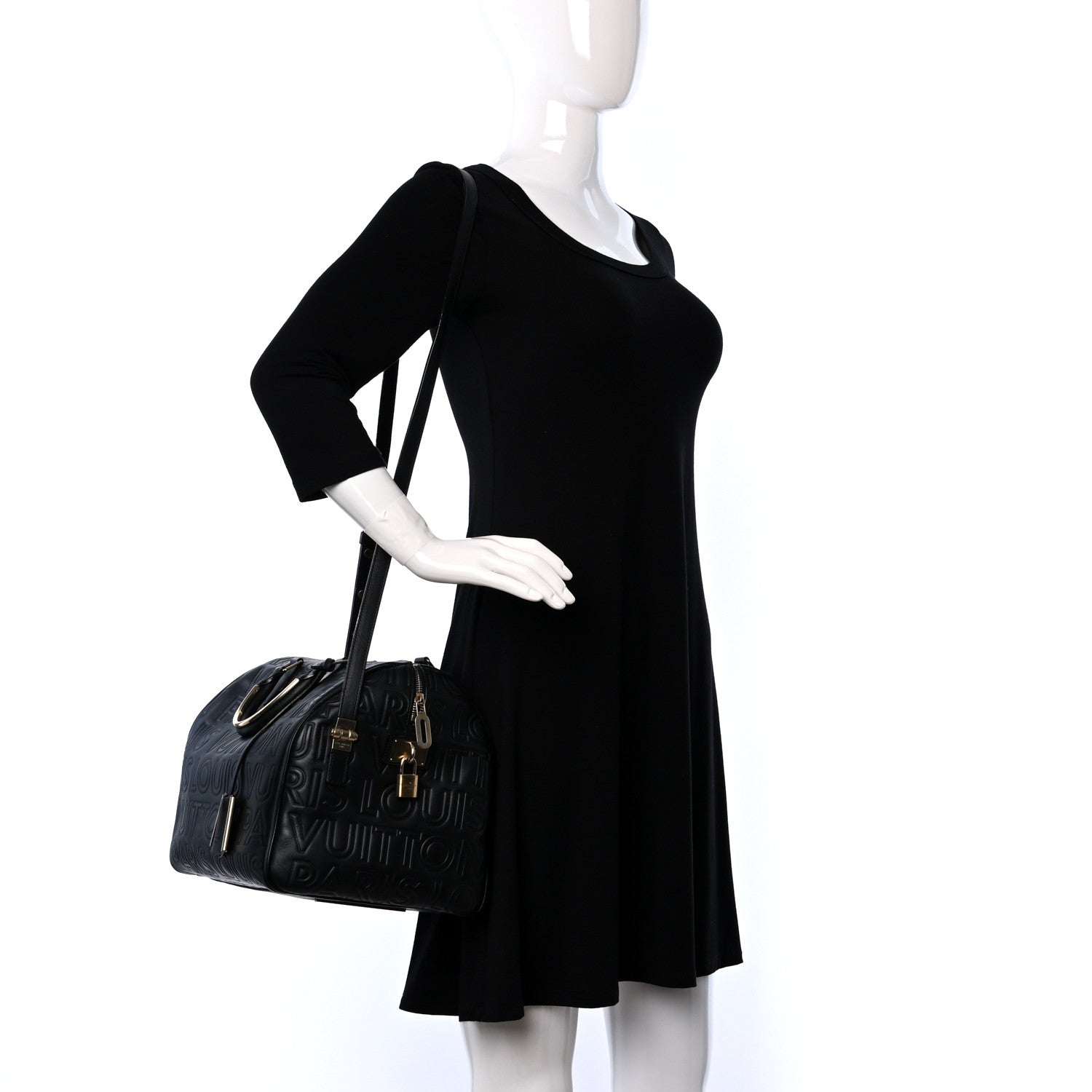 Louis Vuitton Calfskin Embossed Speedy Cube 30 Black 2 of 9