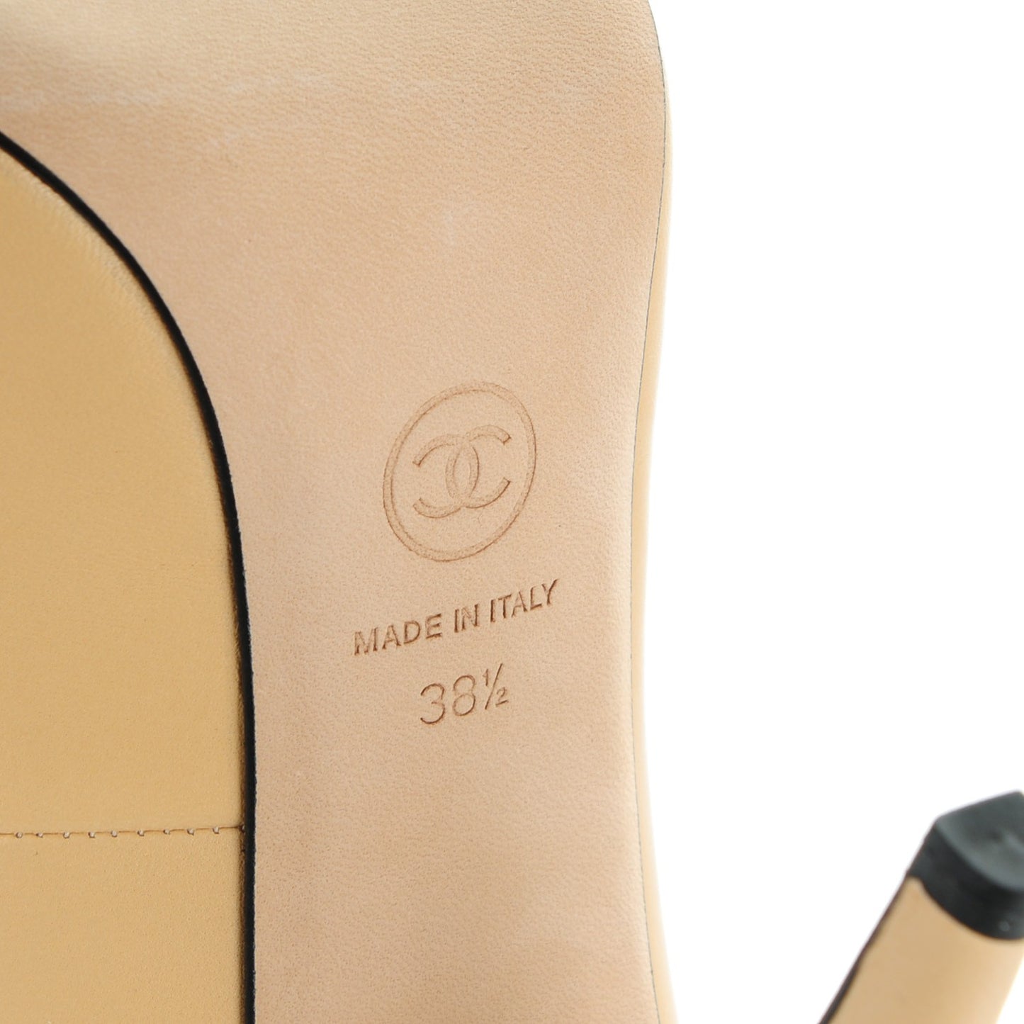 Lambskin Cap Toe Pumps 38.5 Beige Black