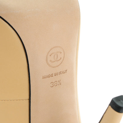 Chanel Lambskin Cap Toe Pumps 38.5 Beige Black 6 of 8